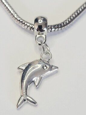 NWT For Pandora Charm Bracelets Silver Color Metal Dolphin Porpoise Dangle Charm